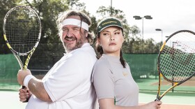  Mark Benton as Frank Hathaway, Jemma Moore as Rose Lin in a scene from SHAKESPEARE & HATHAWAY-PRIVATE INVESTIGATORS "The Envious Court."