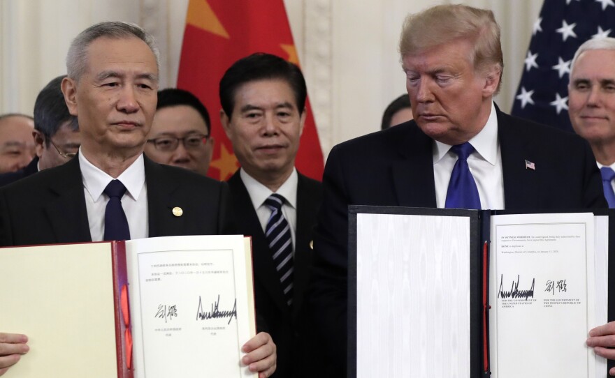 President Trump and Chinese Vice Premier Liu He signed a preliminary trade agreement at the White House on Jan. 15. Since then, tensions between the two countries have grown.