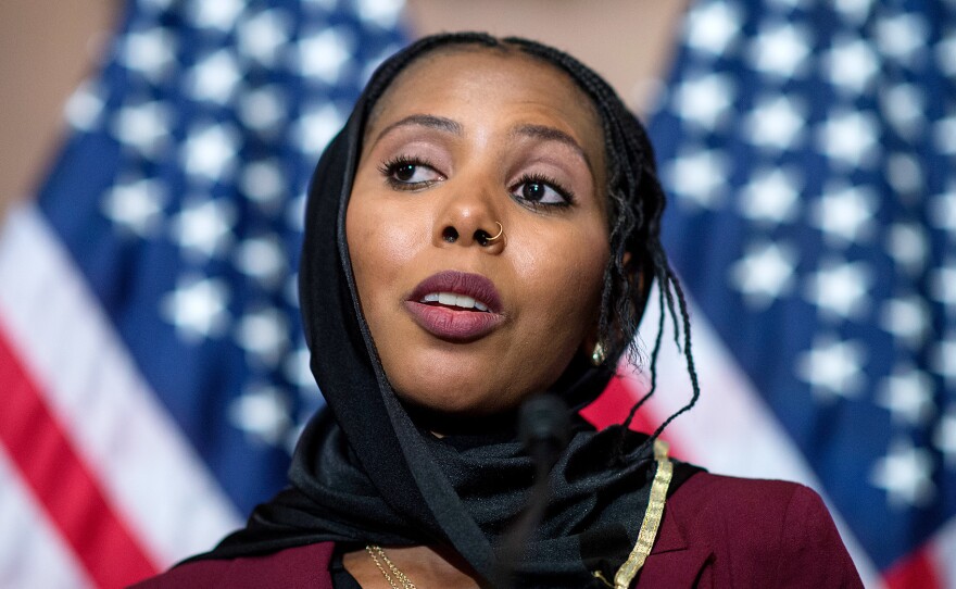 Jaha Dukureh, a survivor of female genital mutilation in her native Gambia, campaigns to end the practice in the U.S. Here she speaks at a news conference in the Capitol in Washington, D.C.
