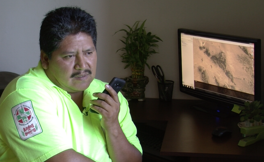 Ely Ortiz listens to phone calls from missing migrants, Sept. 2, 2016.