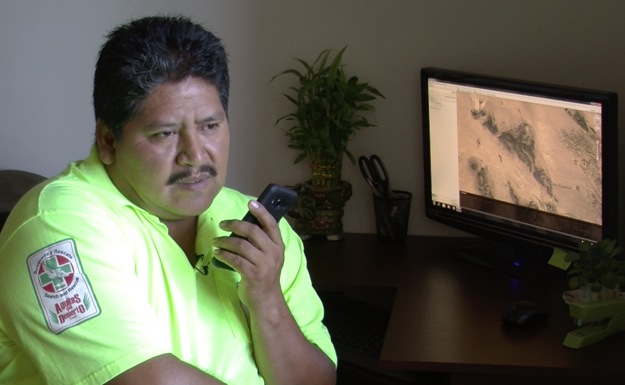 Ely Ortiz listens to phone calls from missing migrants, Sept. 2, 2016. 