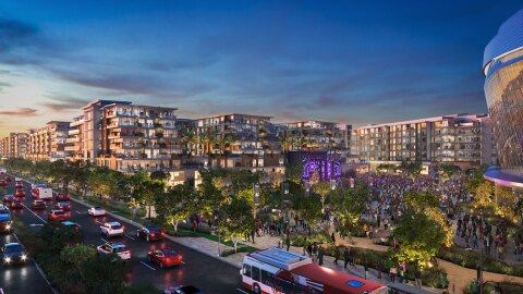 A rendering of the proposed Midway Rising project, from the development team.