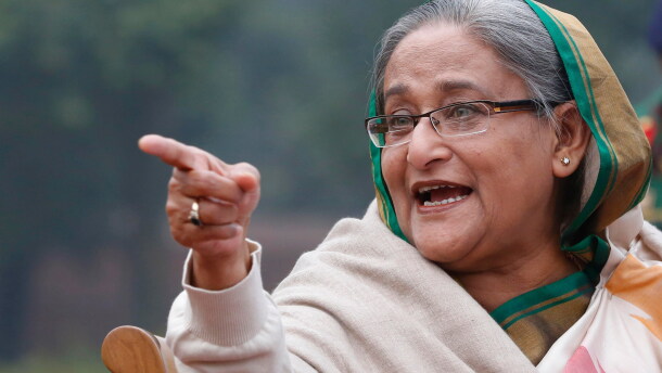 Then-Prime Minister Sheikh Hasina speaks during a press conference in Dhaka, Bangladesh, on Jan. 6, 2014.