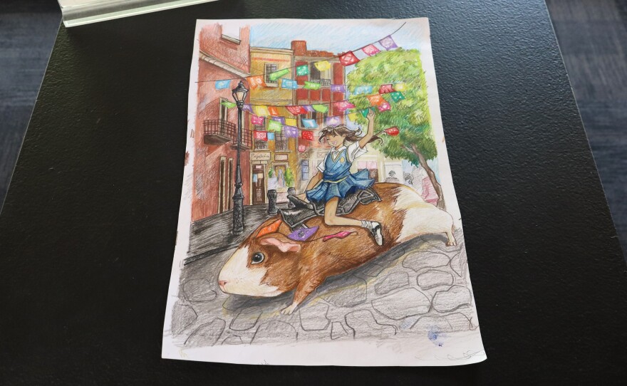 Artwork by San Ysidro High School student Estefania Padilla is on display at the Japanese Friendship Garden and Museum in Balboa Park on Thursday, Feb. 12, 2026.