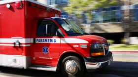 An ambulance transports a patient to the Rady Children's Hospital Emergency Department in San Diego, March 27, 2016. 