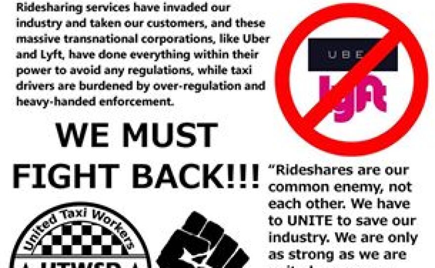 A flyer posted on the United Taxi Workers of San Diego's Facebook page, July 19, 2016.
