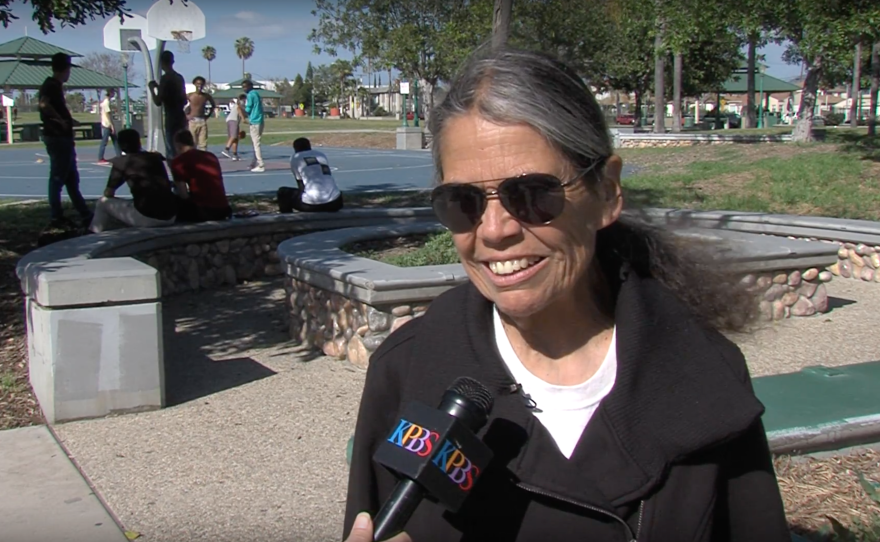 Maria Cortez speaks to KPBS at Teralta Park in City Heights, March 20, 2017. 