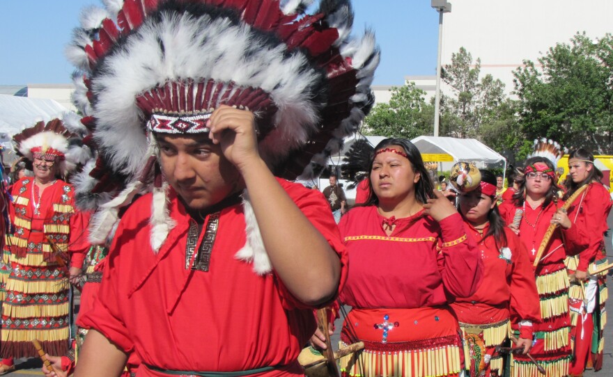 The Matachines de Ciudad Juárez get ready to perform at a Cinco de Mayo fair in Las Vegas.