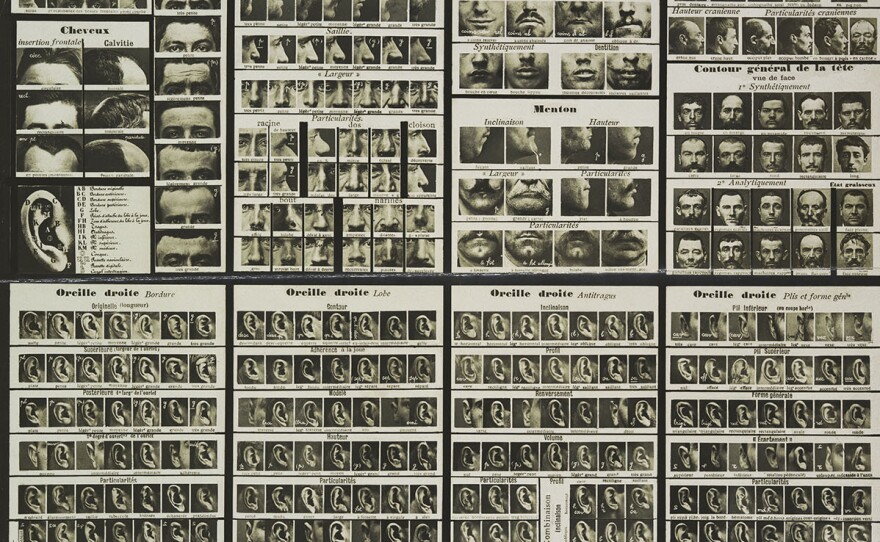 Police stations would hang charts showing rows of eyes, ears, noses and other body parts to help officers identify suspects using Bertillon's system.
