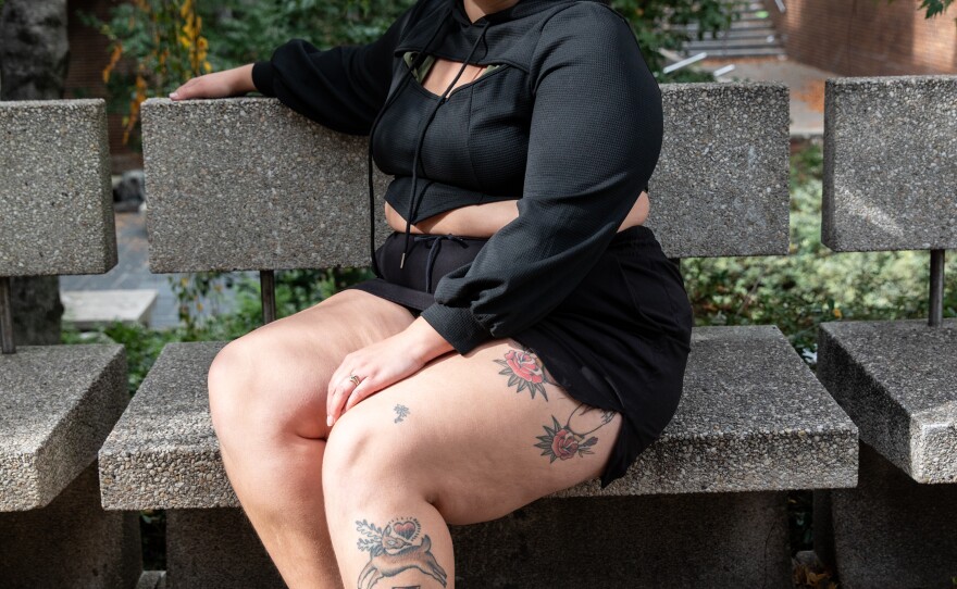 Carmen Guzman-Francesco got six items from the Philly FatCon clothing swap, including an expensive jumpsuit.
