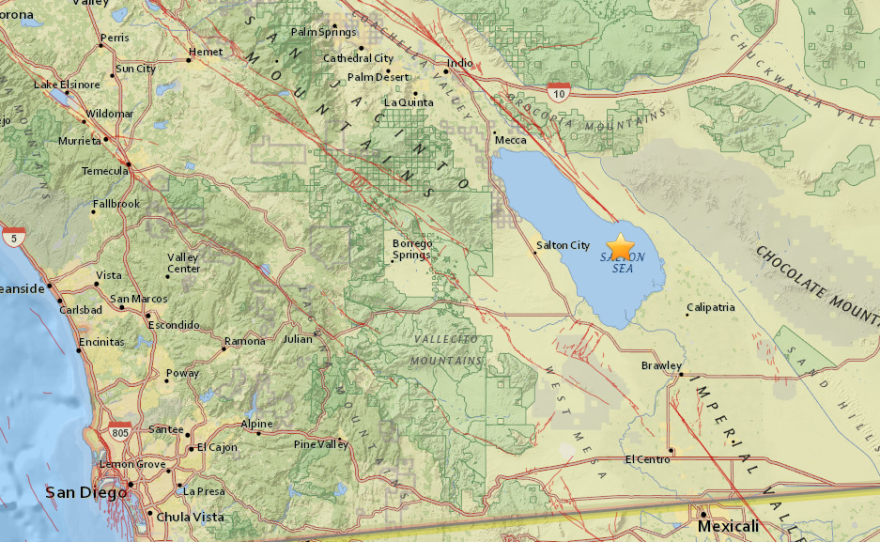 This map shows the epicenter of a 3.2 magnitude earthquake that struck northern Imperial County, Sept. 26, 2016.