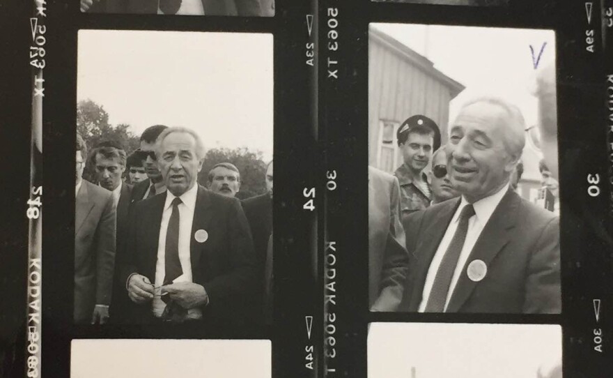 Shimon Peres, Israel's foreign minister at the time, visits his home village — once part of Poland, now in Belarus — in 1992. He was looking for his boyhood home, but it had long since been torn down. Like many of Israel's founding fathers, he traced his roots to Eastern Europe.