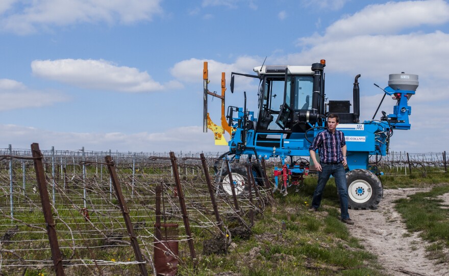 Antoine Coutier of R. H. Coutier Champagne prepares to tend his family's vineyard in Ambonnay, one of the grand cru villages in Champagne. While some of the grapes are sold to big Champagne houses like Moët & Chandon and Veuve Cliquot, the family has also been bottling its own Champagnes since 1971.