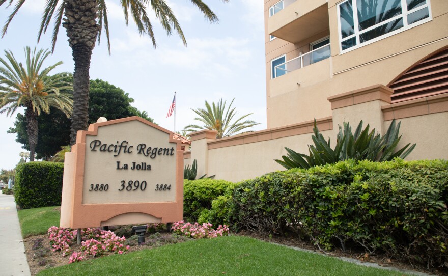 The Springs at Pacific Regent, a La Jolla nursing home, is shown on June 30, 2020. A resident there contracted COVID-19 and died. His family is suing over the death.