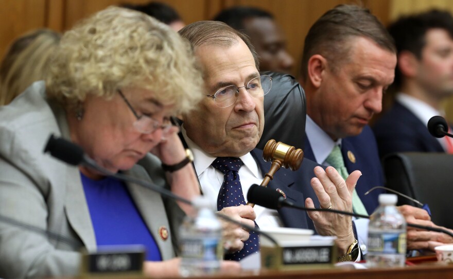 The House Judiciary Committee, led by Democratic Chairman Jerrold Nadler of New York (center), holds a hearing Wednesday about whether to hold Attorney General William Barr in contempt of Congress.