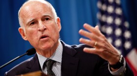 California Governor Jerry Brown announces his public employee pension reform plan October 27, 2011 at the State Capitol in Sacramento, California.