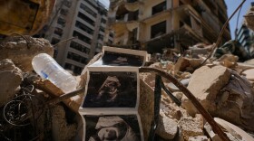 Sonogram images of a baby lie among the rubble of a destroyed building that was hit a week ago in an Israeli airstrike, in central Beirut, Lebanon April 16, 2026.