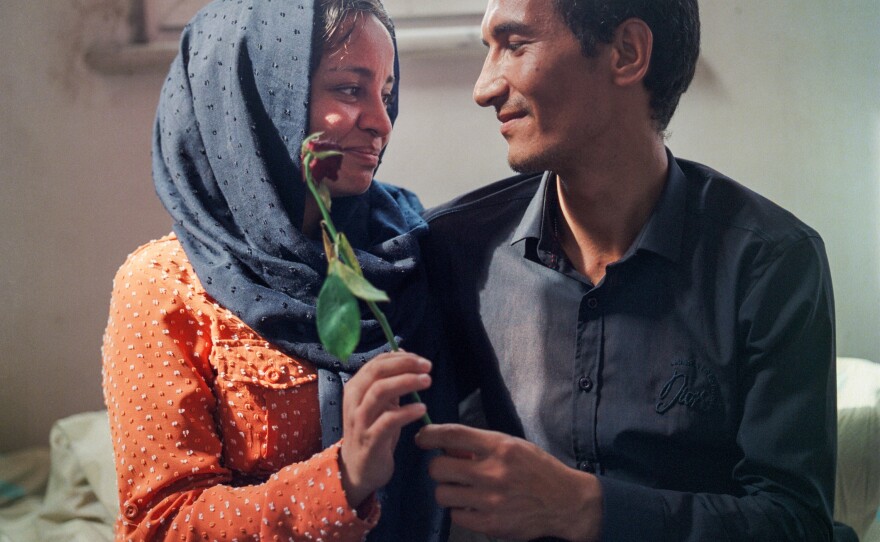 Sayyid Ali Hussaini, 31, and his wife Mahbube, 25, sit together in the safety of the Turkish city of Trabzon.