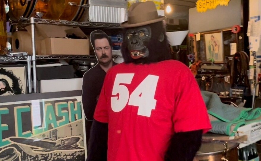 Wilco's resident gorilla gets its shirt changed every year to correspond with Jeff Tweedy's age.