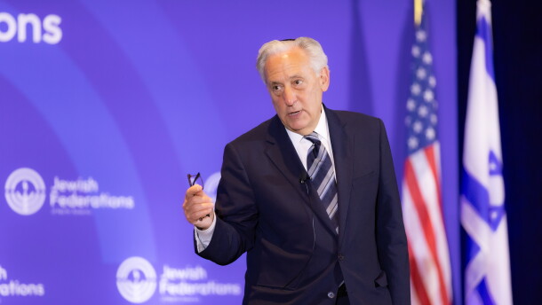 Eric Fingerhut, the president and CEO of the Jewish Federations of North America, speaks at an event in D.C. on May 18, 2026. JFNA organized an advocacy fly-in of more than 400 Jewish leaders to Capitol Hill to urge lawmakers to support more funding for the Nonprofit Security Grant Program, which offers funding to strengthen security at houses of worship.