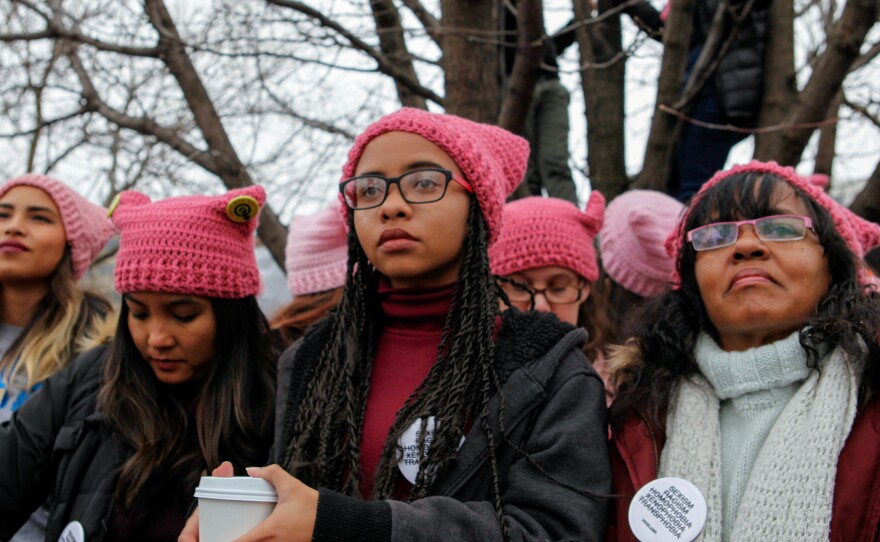 Nia (center) and Lonia Brown traveled from California to join the Women's March on Washington.