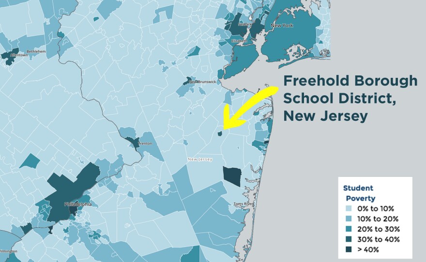 A close look at New Jersey's school districts shows "island" districts with higher levels of poverty than the surrounding districts.