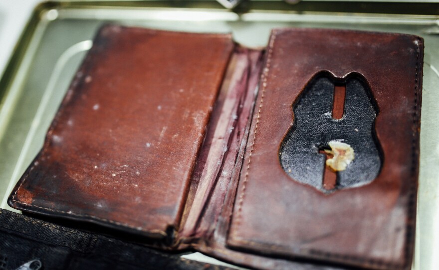 A leather case that housed Richard Guadagno's credentials with the U.S. Fish and Wildlife Service was found in October 2001.