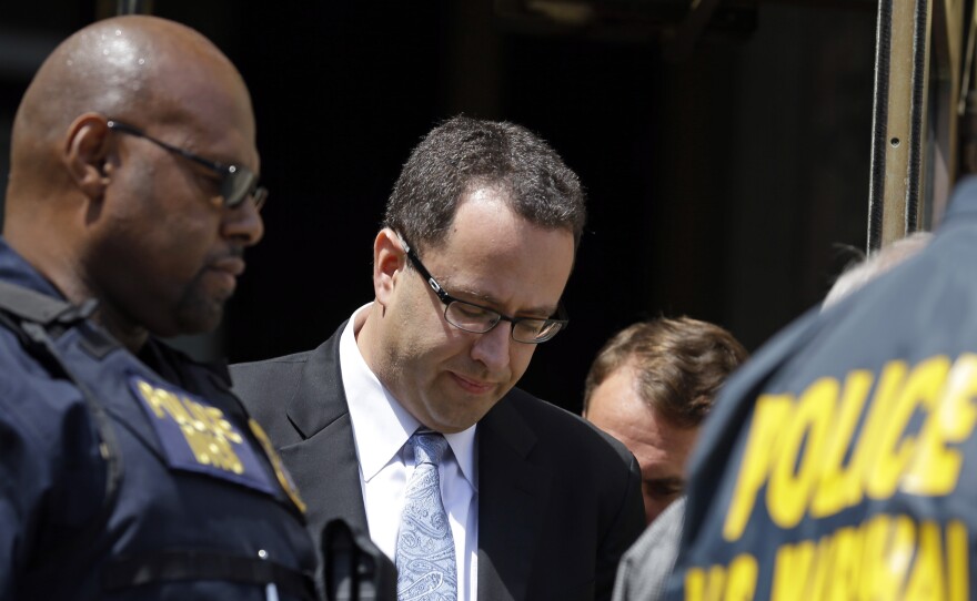 Former Subway pitchman Jared Fogle leaves the Federal Courthouse in Indianapolis, following a hearing on child-pornography charges on Wednesday