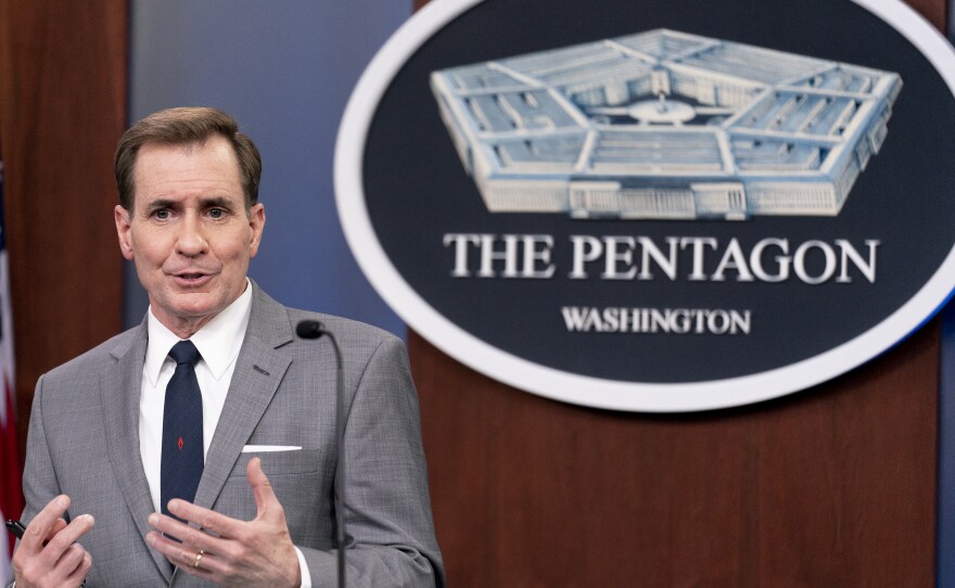 Pentagon spokesman John Kirby speaks during a media briefing at the Pentagon last week.