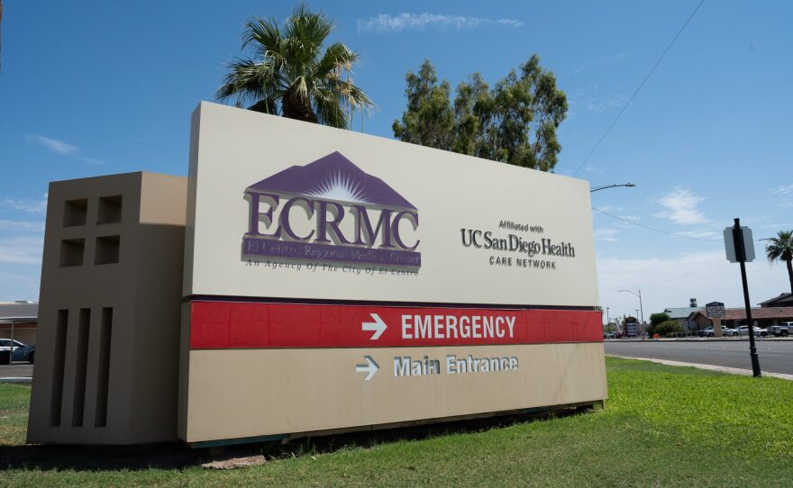 El Centro Regional Medical Center sign in El Centro, Calif., on July 15, 2024.