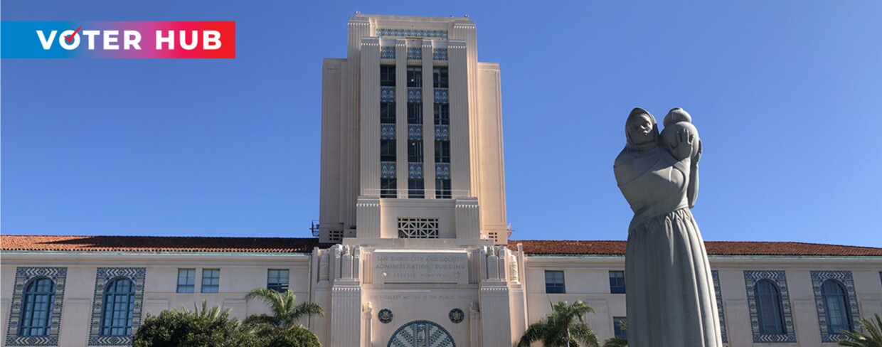 The San Diego County Administration building on Pacific Highway on Feb. 5, 2021.
