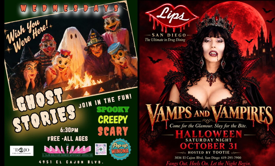 Two 2026 promo posters for Pop-up Winona's Ghost Stories and Lips' Vamps and Vampires is shown in these undated graphics.