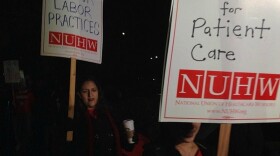 Mental health workers strike outside Kaiser Foundation Hospital in San Diego, Jan. 12, 2015.