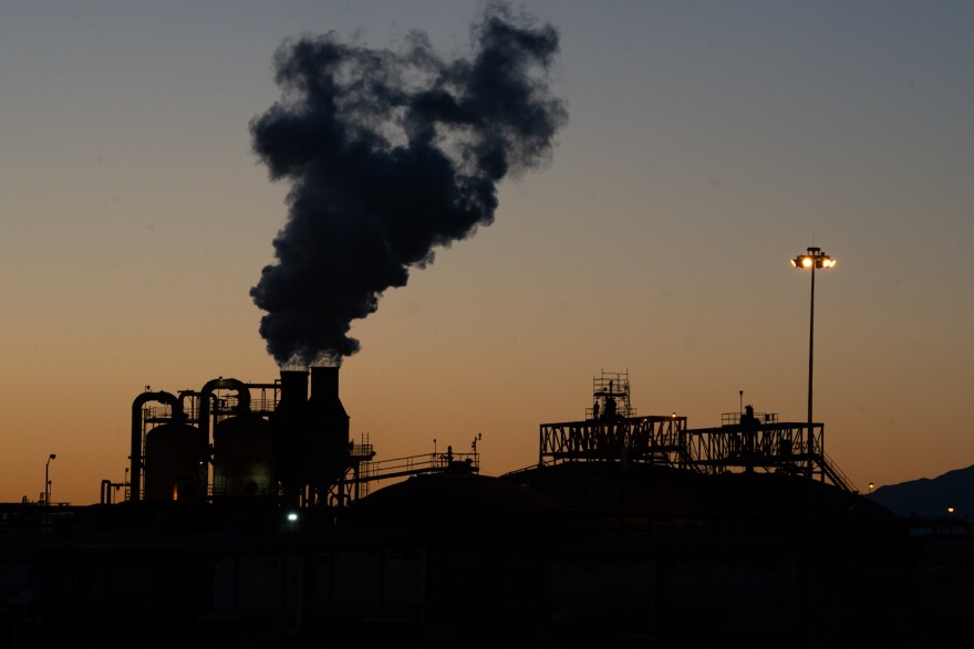 The sun sets over a CalEnergy geothermal plant in Imperial Valley, on Oct. 4, 2023.