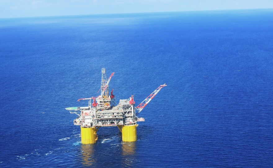 Shell's Olympus production platform and drilling rig is located about 130 miles south of New Orleans. It is 406 feet tall and weighs more than 120,000 tons.