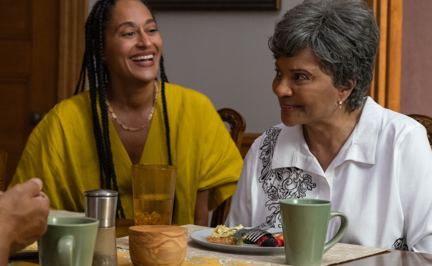 Tracee Ellis Ross plays Lisa, and Leslie Uggams is her mother, in <em>American Fiction.</em>