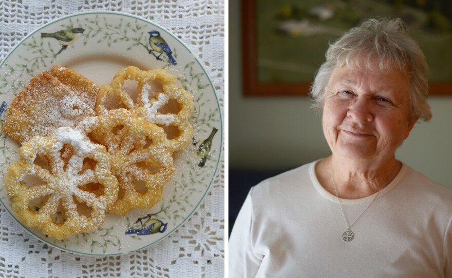 (Left) Eleanor Betler's rosettes are made from her grandmother's recipe. (Right) Eleanor Betler