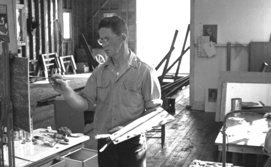 Robert McCloskey at work in his studio.