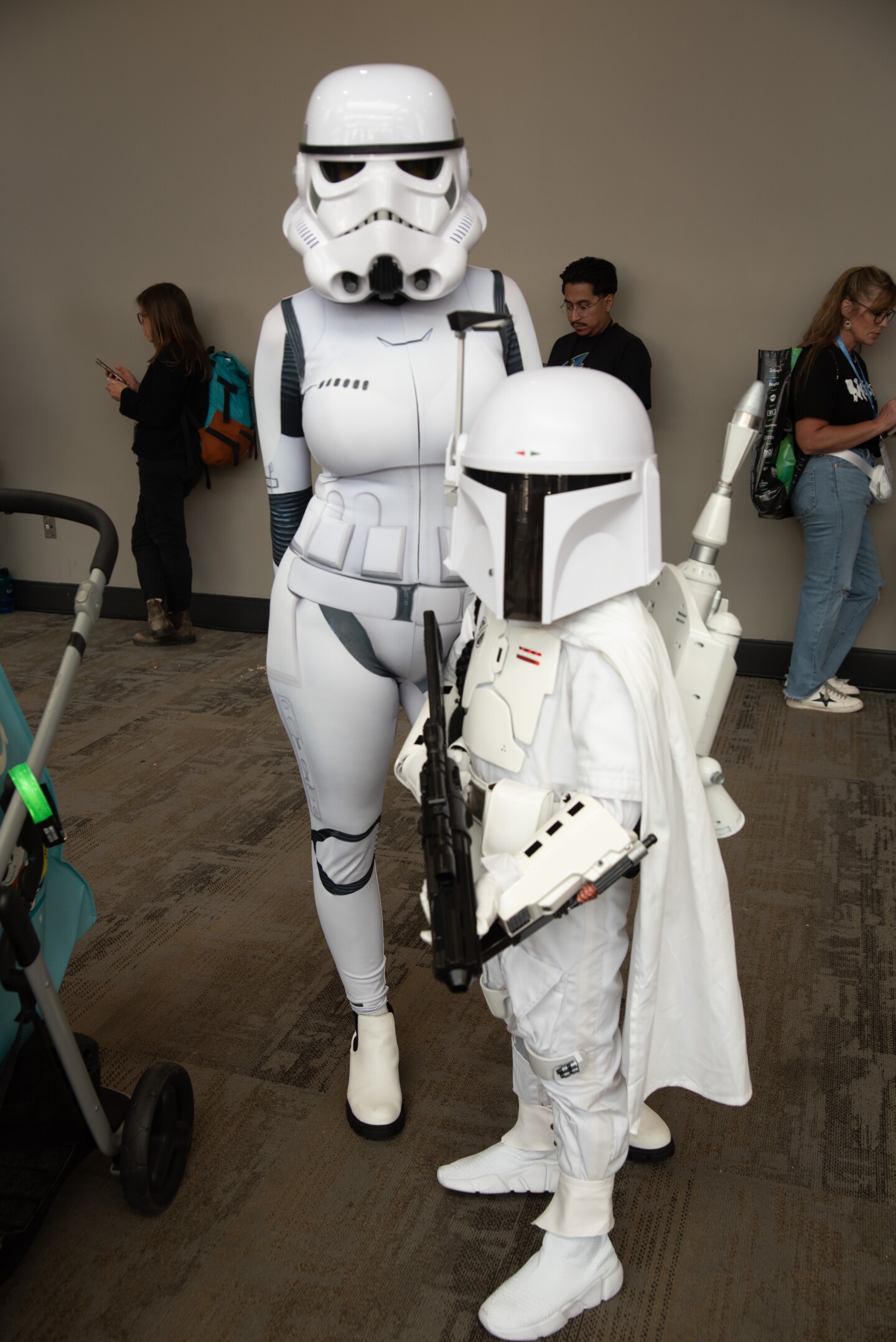 Nicole Maher and her son cosplay as stormtroopers on July 25, 2025.
