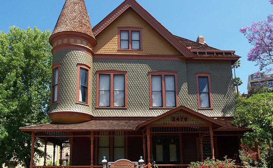 Exterior photo of Christian House, San Diego, Calif. This Queen Anne–style house was built in 1889 by Harfield Christian, founder of an early San Diego abstract company.
