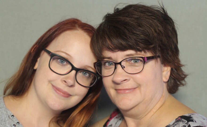 Ashley Baker (left) and her mother, Sandy, recount being homeless at their StoryCorps interview in Dallas in October.
