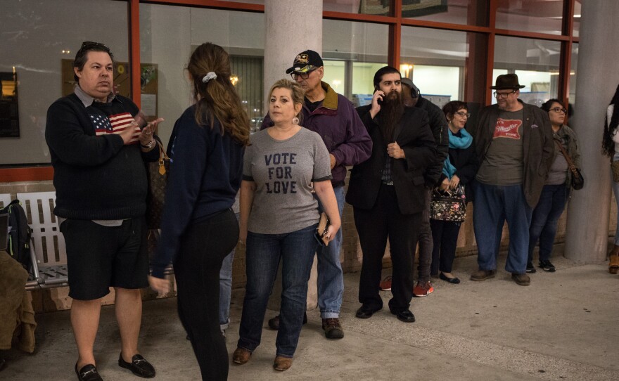 People lined up to vote early at a Houston polling place in October 2018.