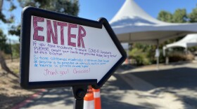 A sign outside the county’s walk-up testing site at the Tubman Chavez Community Center on Aug. 10, 2020