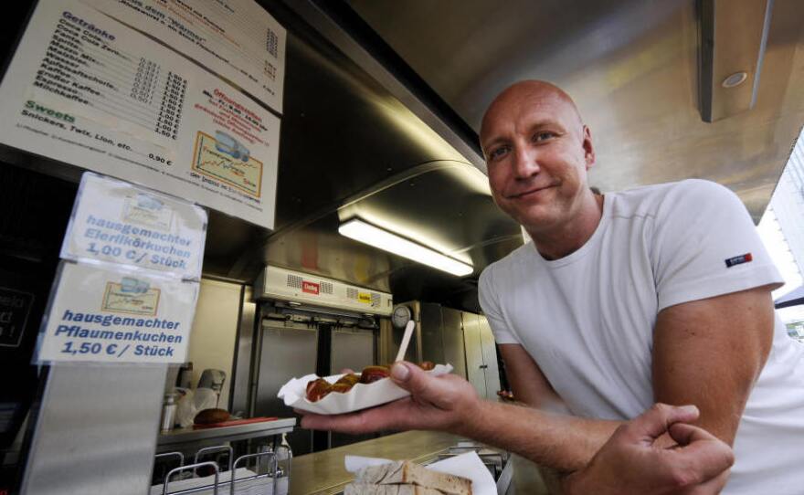 Thomas Brausse traded his job selling stocks for one selling sausages. He opened the Frankfurter Wurschtboerse, or Frankfurt Sausage Exchange, after he lost his job in Germany's financial capital in 2008.