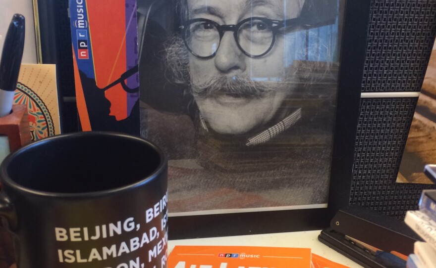 <em>Alt.Latino</em> host Felix Contreras keeps this photo of Ralph J. Gleason on his desk.