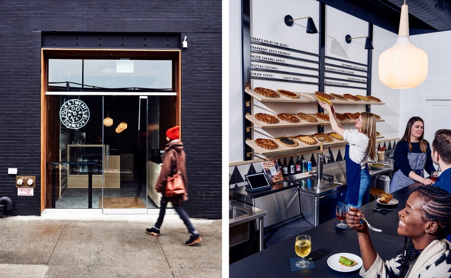 Shop entrance and pie bar at Four & Twenty Blackbirds