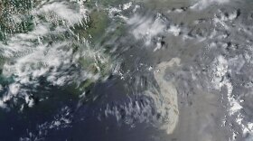 The Gulf of Mexico oil slick from the sunken Deepwater Horizon drilling platform looms off the coast of Louisiana in this NASA image taken Tuesday.