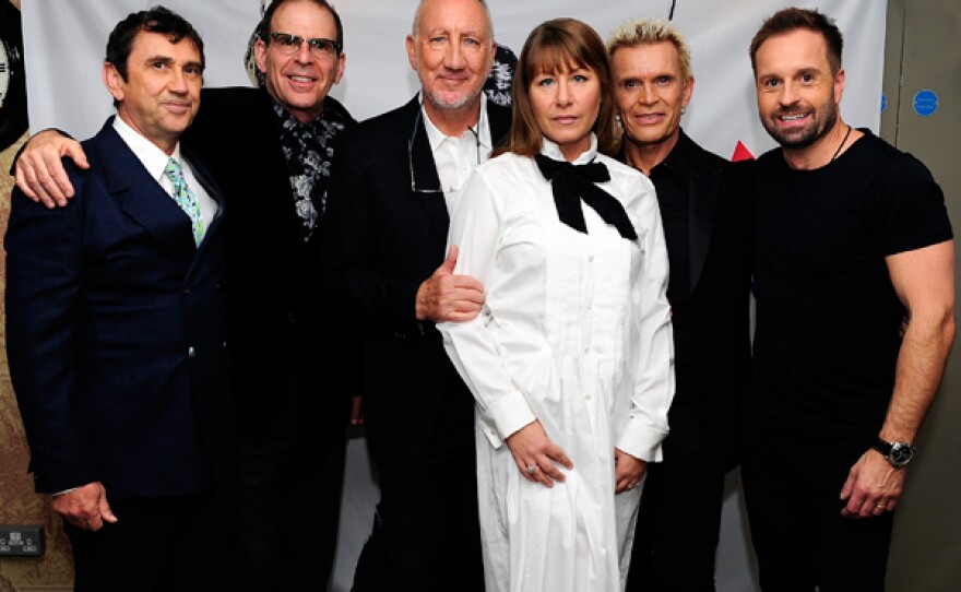 Phil Daniels, conductor Robert Zeigler, Pete Townshend, Rachel Fuller, Billy Idol and Alfie Boe backstage at the Royal Albert Hall.