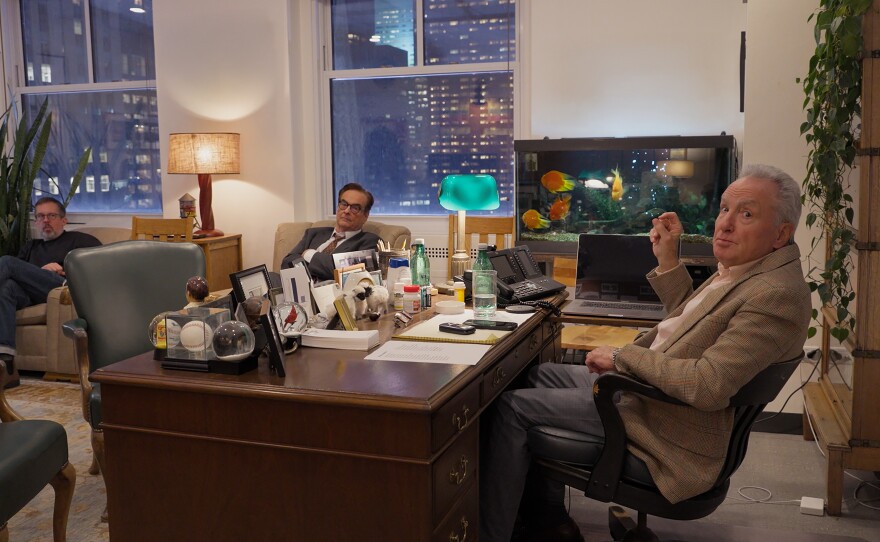 From left, Erik Kenward, Steve Higgins and Lorne Michaels in his office, a setting that appears prominently in Lorne.