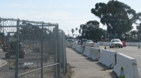 Construction continues on the main gate of Camp Pendleton in January of 2010. Additional capacity is being added to the gate in order to improve traffic conditions on Interstate 5.